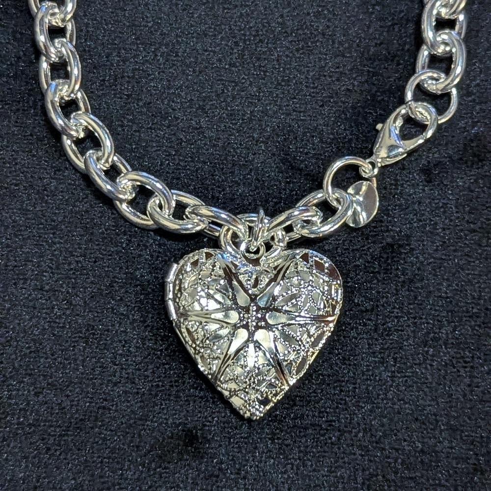 925 Sterling Silver Heart Locket Charm Bracelet Adjustable Picture - Picture 3 of 8
